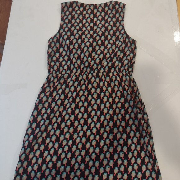 Bebop Bird Print Dress Black Sleeveless Pockets M - Picture 8 of 8